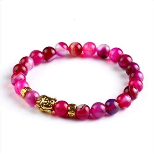 Natural Stone Lava Stone Beads Smart Bracelet Men Turkish Jewelry Buddha Pink Charm Stretch Tibet silver Plated Bracelet Women
