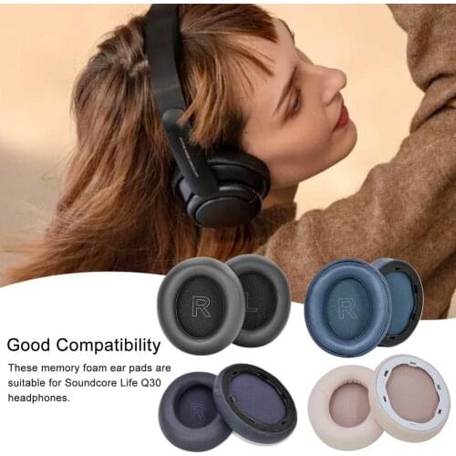Soft Memory Foam Earpads Replacement Headsets Earcups For Anker Soundcore Life Q30 Q35 BT Headphones Protein Leather Earmuffs