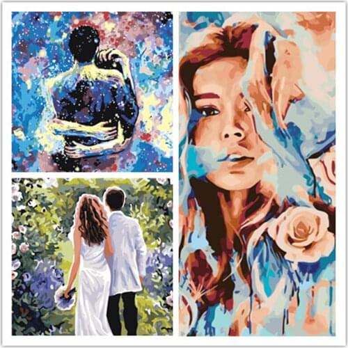 Acrylic Paint By Numbers for Adults Kids Woman on Canvas Diy Draw Color Oil Painting Kits Art Picture Home Wall Decoration Gift
