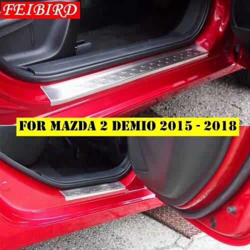 Stainless Steel For Mazda 2 Demio 2015 - 2019 Inner Door Bumper Sill Plate Guard Cover Protection Decoration Cover Trim