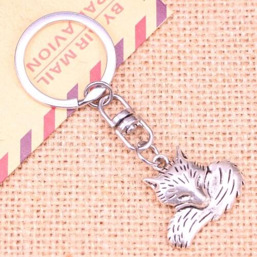 New Fashion Keychain 24*28 mm wolf tail fox Pendants DIY Men Jewelry Car Key Chain Ring Holder Souvenir For Gift