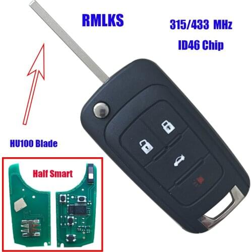 New 4 Button Folding Flip Remote Car Key Fob 315Mhz For Chevrolet Aveo Cruze Orlando HU100 Uncut Blade ID46 Chip OHT01060512
