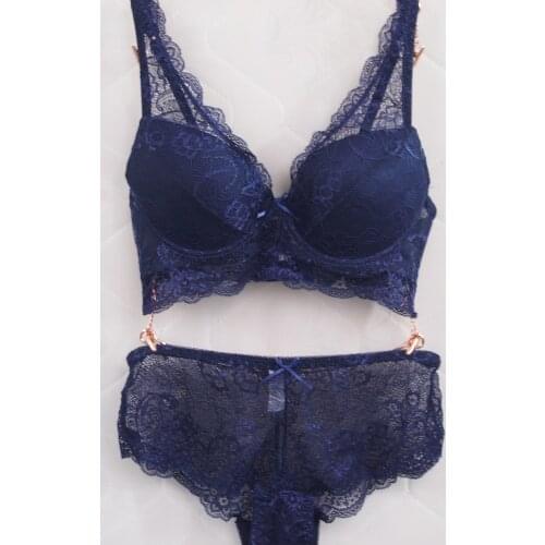 New Arrival Lace Push Up Bra Set Lingerie Women Underwear Sets Intimates Embroidery Floral Black Red Blue Bra Brief Sets