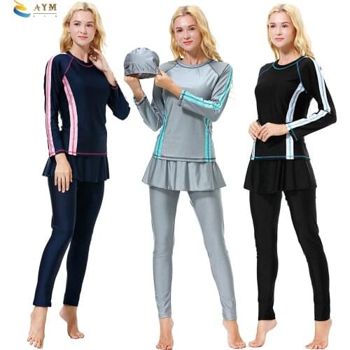 New product Muslim conservative parent-child swimsuit childrens three-piece split conservative swimsuit