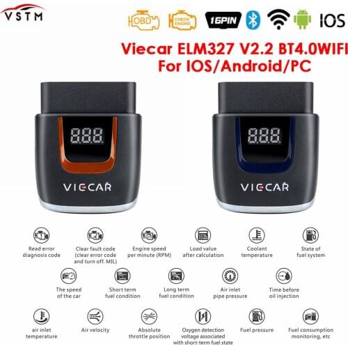 OBD2 Viecar ELM327 V2.2 WIFI USB Type-c Bluetooth 4.0 For Android/IOS ELM 327 V 2.2 Code Reader OBD 2 Car Diagnostic Auto Tool
