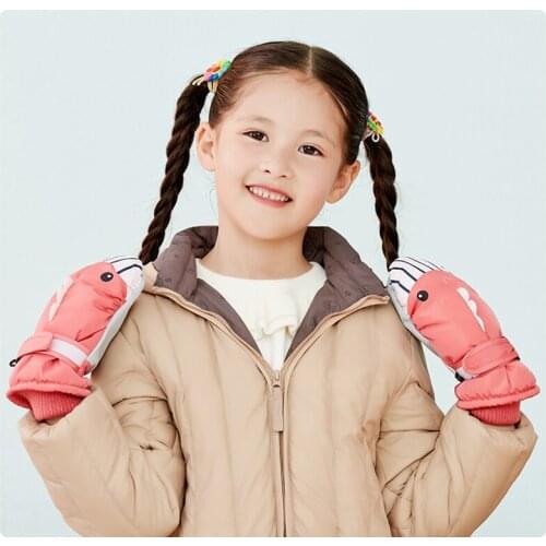 Gloves Boy Girl Winter Mittens Fingerless Warm Kid Cartoon Skiing Accessory Waterproof Outdoor Fleece Lining