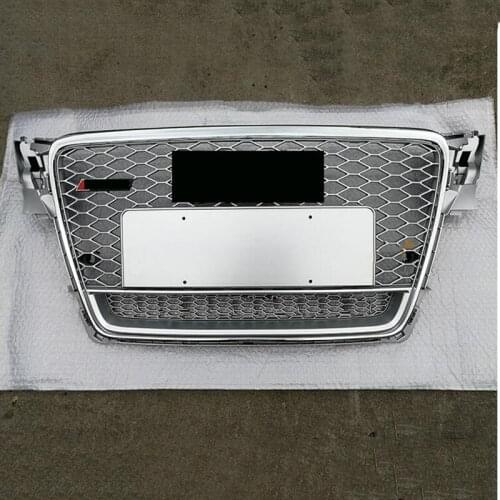 FRONT MESH RS4 STYLE BUMPER HOOD HEX GRILLE Silver FOR AUDI A4/S4 B8 8T 2009 09 2010 10 2011 11 2012 12