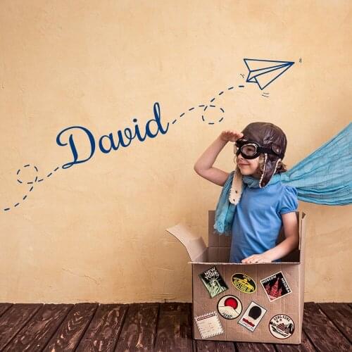 Personalized Boys Name Custom Wall Decals for Nursery Decor Paper Plane Wall Sticker Vinyl Home Baby Boy Bedroom Decor X381