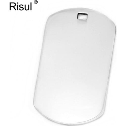Risul 50pcs Stainless Steel Military small mini Dog Tags Necklace 0.55x1" ,0.7x1.18" Pendant Blank high polish charm necklaces