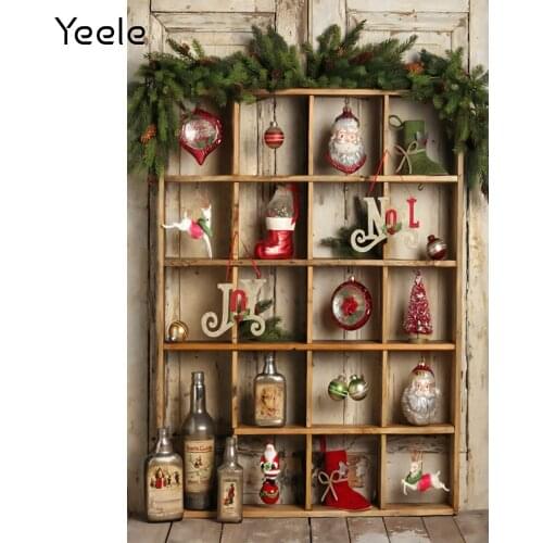 Yeele Christmas Photocall Wooden Board Shelf Gift Photography Backdrop Photographic Decoration Backgrounds For Photo Studio