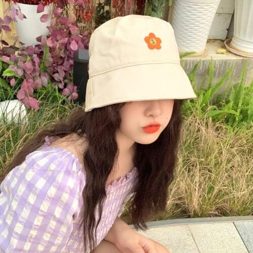 Fishermans Hat Womens Summer Bucket Hat Flower Pattern Sunshade Hat Girl Sunscreen Hat Korean Style Versatile Basin Hat