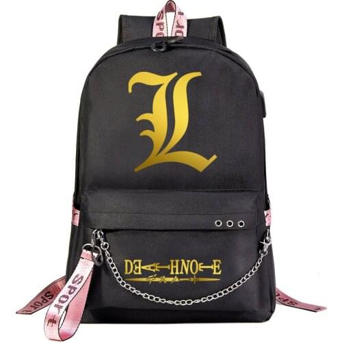 Anime Death Note Backpack For Teenager Kids Schoolbags Women Men With USB Charging Chain Bundle Backpack Daily Travel Bags