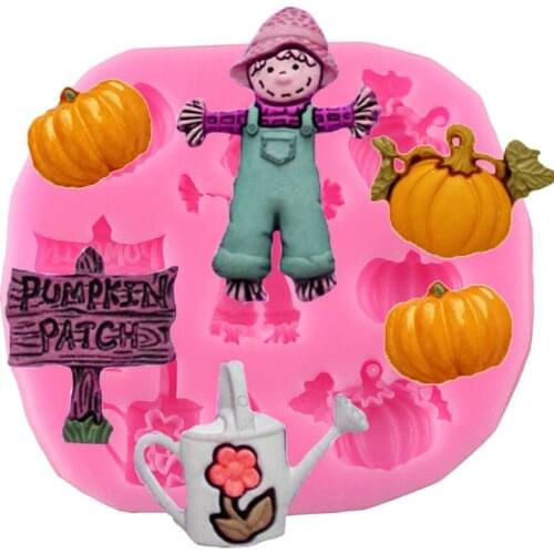 Halloween Scarecrow Pumpkin Silicone Mold Chocolate Fondant Molds Cupcake Topper Cake Decorating Tools Candy Clay Resin Moulds