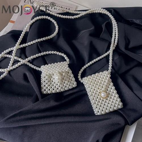 Girls Brief Flap Womens Casual Messenger Bags Women Pearl Mini Messenger Bag Retro Ladies Lipstick Purse Shoulder Bags