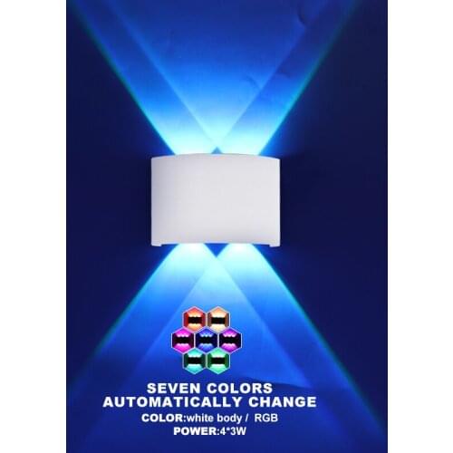 Led Indoor Wall Light 12W RGB Seven Colors Automatically Change Decorative light Porch Garden Lights Wall Lamp