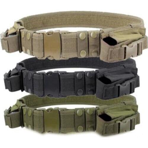 Outdoor Hunting Military Tactical Gear Tactical Belt Nylon Hunting Pouches Tactical Belt with Two Horizontal Magazine Pouches