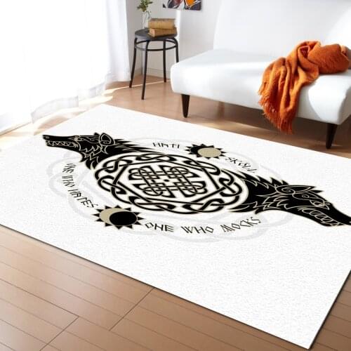 Viking Wolf Totem Pattern Carpets for Living Room Bedroom Area Rug Kids Room Play Mat 3D Printed Home Large Carpet