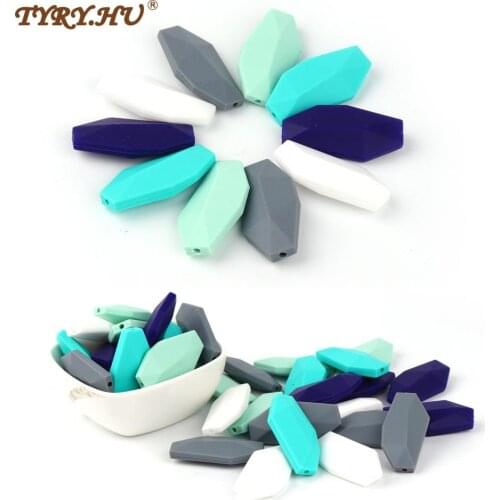 TYRY.HU 10 pieces Long Silicone Beads Baby Teething Teether Tooth Care Teether Bead Toys DIY Pacifier Chain Necklace Pendant