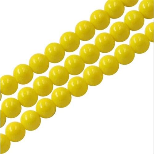 Top quality lemon yellow 3-14mm Glass synthetic Pearl round loose beads fashion women diy jewelry making accessories 38CM R1