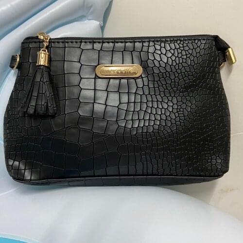 New handbag mini snake bag bolsas femininas Simple Alligator Crocodile Leather Small Women Crossbody bag Fringe Sling Flap Black