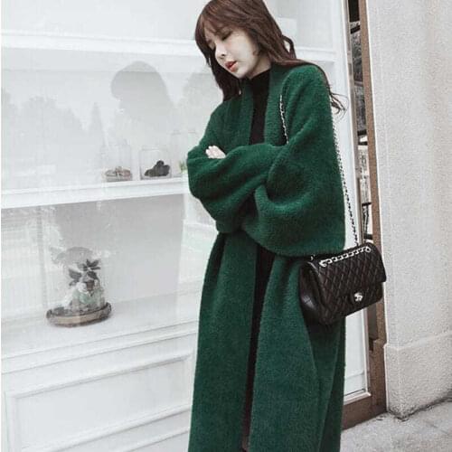 Woman Sweaters Pullover Over-the-Knee Plush Knitted Cardigan Loose Sweater Coat Coat Autumn and Winter Women Femme Chandails