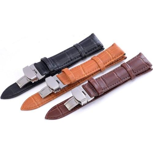 10pcs/lot Wholesale Luxury Hidden Clasp Leather Watchband for Brand Watch Strap Accessories Size 14/16/18/19/20/21/22/24mm BD007