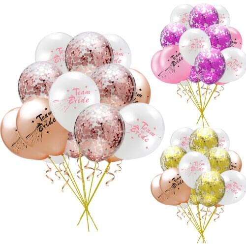 15 Pcs Team Bride Solid Color Rose Gold Confetti Balloon Combination Wedding Hen Party Decorations Supplise
