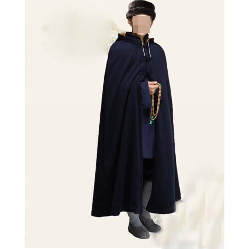 2color dark red/blue UNISEX Winter warm meditation cloak buddhist shaolin monks martial arts cape robe lay gown high quality