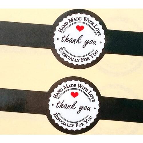 200pcs/lot Thank You Hand Made With Love Long Strip Seal Sticker Creative Decor Baking Sealing Sticker