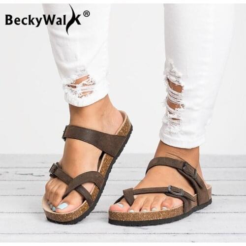 2021 Summer Beach Sandals Women Flat Sandals Slides Chaussures Femme Clog Plus Size 43 Casual Flip Flops Shoes Woman WSH3314
