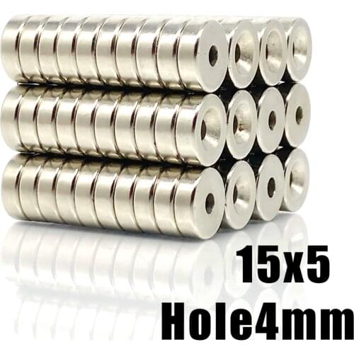 5/10/20/50Pcs 15x5-4 Neodymium Magnet 15 x 5 Hole 4 N35 NdFeB Round Super Powerful Strong Permanent Magnetic imanes 15x5Hole 4