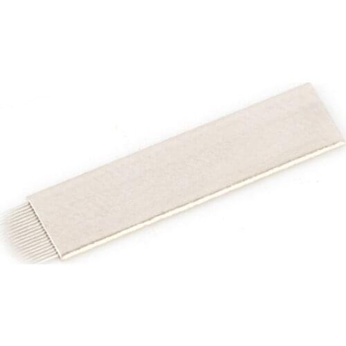 50 PCS Embroidery Needle Semi-permanent Tattoo Makeup Copper Skin Needle U shape 19 pins Eyebrow Blades for Manual Tattoo Pen