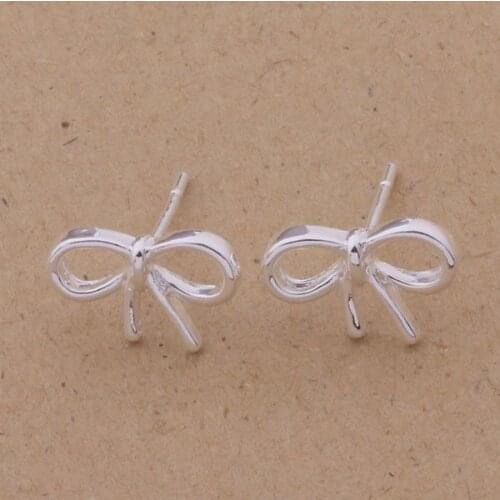 AE231 Lucky Silver Color Earrings For Women Jewelry Women Accessories Bow Tie /aokajfra Alqajcxa