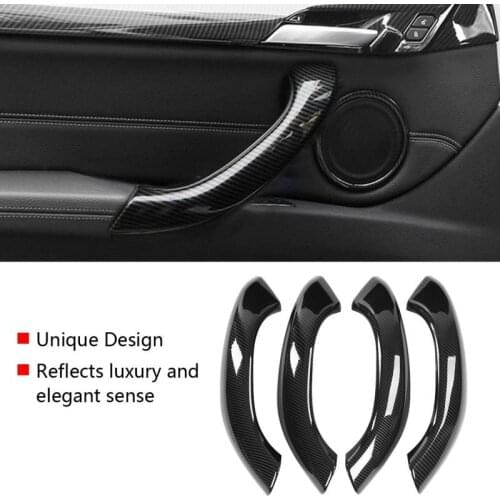For BMW X1 X2 2016 2017 2018 2019 4pcs Carbon Fiber Style Car Interior Door Handle Cover Trim Auto Accessories