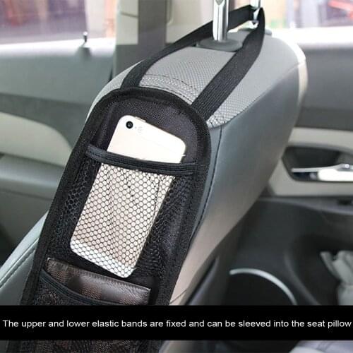 Car Seat Side Bag Mesh Storage Pocket Multifunctional Vehicle Hanging Decoration (Black)