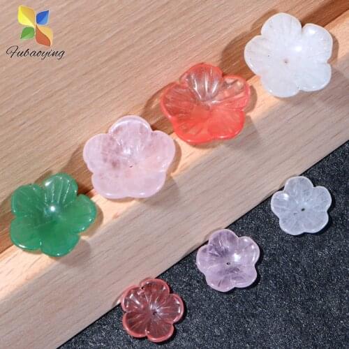 Natural Stone Beads Pendant Fashion Trendy 15pcs Flower Petal DIY Carved Flower Shaped Cherry Accessories For Jewerly Make