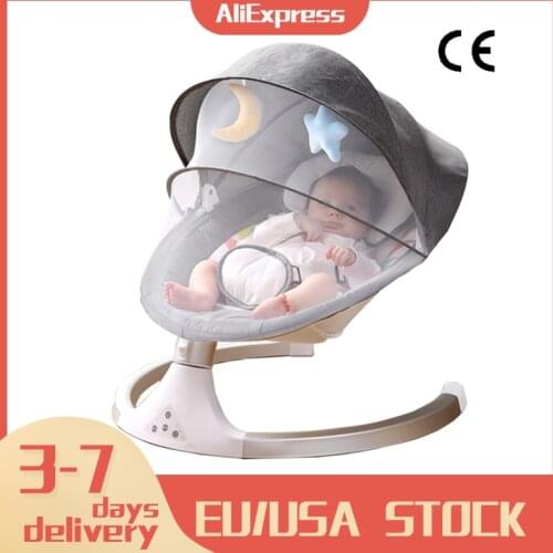 Baby Shining Smart Electric Baby Cradle Crib Rocking Chair Baby Bouncer Newborn Calm Chair Bluetooth with Belt Remote Control