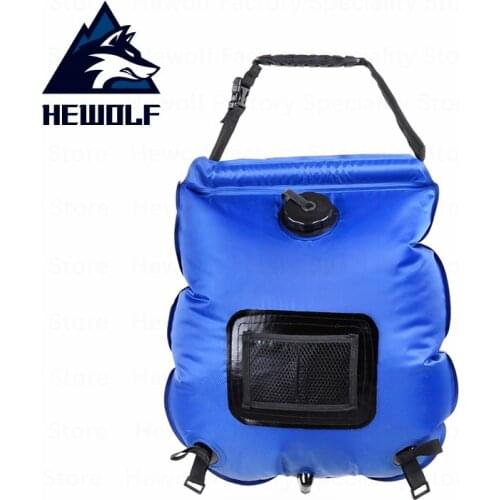 Hewolf Outdoor Shower Bag 20L Portable Shower Bag Solar Heating Water Bag Foldable Pocket Shower Bag Family Camping Beach