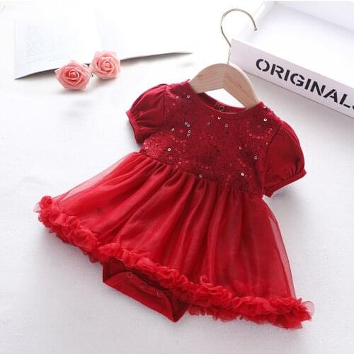 Cotton mesh children skirt romper sweet baby girls skirt short sleeve summer spring girl lace Wedding Birthday Princess dress