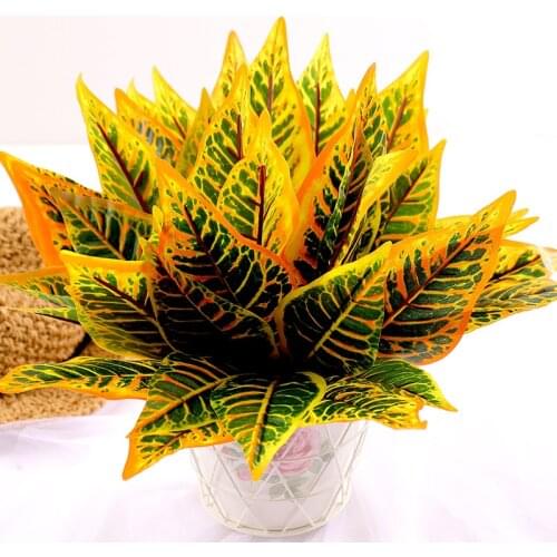 35cm Artificial Plants Flowers silk Leaf Plastic Green Grass Tree Plant Fake Leaf Foliage Bush for Home Wedding bedroom Decor