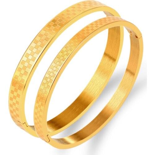 Classical Royal Bracelet Men Women Punk Simple Square Bracelets Gold Color Stainless Steel Bracelets For Men Jewelry Couple Gift