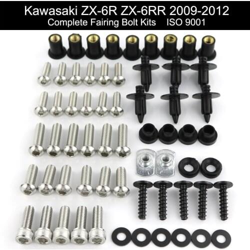 Fit For Kawasaki ZX6R ZX-6R ZX6RR 2009 2010 2011 2012 Complete Full Fairing Bolts Kit Fairing Clips Speed Nuts Stainless Steel
