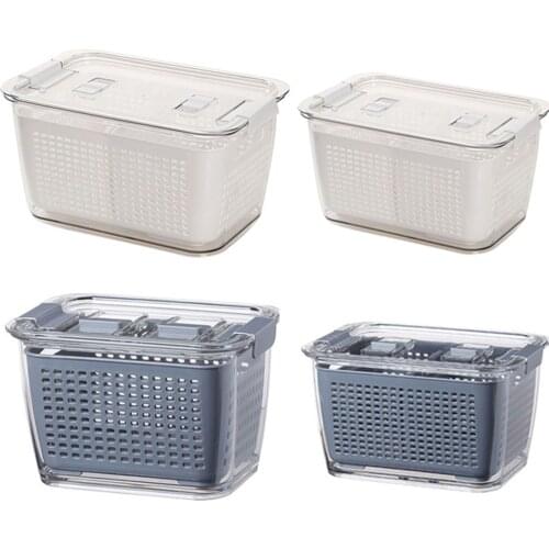 1.7/4.5L Refrigerator Food Storage Containers With Lids Kitchen Storage Seal Tank Plastic Separate Vegetable Fruit Fresh Box