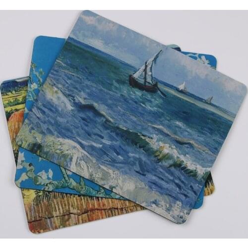 Korean version of ins girl heart Van Gogh oil painting mouse pad small computer student office non-slip mat