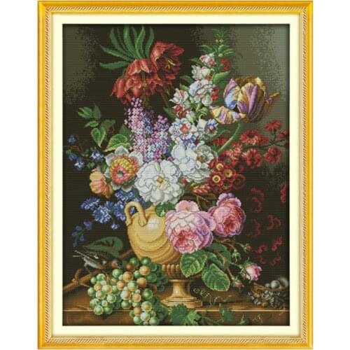Beautiful vase (3) cross stitch kit flower 14ct 11ct printed fabric canvas stitching embroidery DIY handmade needlework