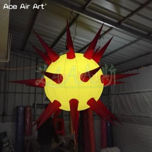 Colourful LED ceil inflatable LED decorations,lighting round inflatable planet/sphere balloon with cone for party decorations