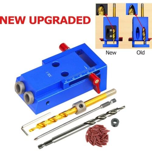 MithBros Upgraded Mini Style Pocket Hole Jig Kit System for Wood Working & Joinery Step Drill Bit Accessories Hardware Tools