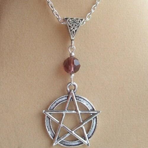 Fashion Vintage Glamor statement Necklace Women Lucky 8 Witch Pagan Goth Pentagram Charms Necklace pendant Jewelry 9