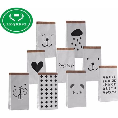 Cartoon Heavy kraft paper bag Bear Paper Storage Bags Toys Baby Play Mat Toys Kids Wall Pocket Clothing Sundries Organizer Box