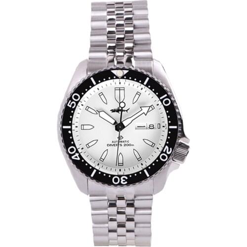 HEIMDALLR Mens Diving Watch White Dial SKX007 Sapphire Ceramic Bezel 200M Waterproof NH35 Automatic Movement Mechanical Watches